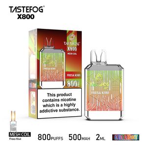 En yeni nane 800 puflar 2ml tek kullanımlık vape kalem tutku meyve lezzetleri elektronik sigara Tastefog X800 500mAh E-Cigarette İspanya için Stokta Perakende Paketi