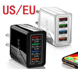 3.1A 4 USB-порта EU US Настенное зарядное устройство Портативные адаптеры питания для Iphone 14 15 Samsung Xiaomi Andriod phone Mp3 F1