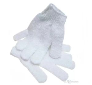 Белые нейлоновые перчатки для душа и ванны, отшелушивающие перчатки, перчатки для скруббера тела, спа-массаж, средство для удаления омертвевших клеток кожи, оптовая продажа FY8464 1101