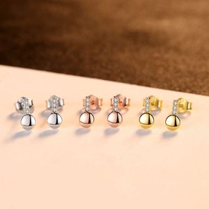 Korean New Fashion Small Exquisite S925 Silver Stud Earrings Jewelry Charm Women Plated 18k Gold Rose Gold Imitation Platinum 3-Color Mirror Earrings Gift SPC