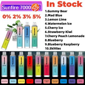 Оригинальный Sunfire Crystal Pro Max 7000 Ondosable 7k E Сигареты 10flavors сетчатой катушка 16 мл Pod Electronic Cigs 0% 2% 3% 5% Устройство Vaper Vapes RBG Light Vape Pen Kit