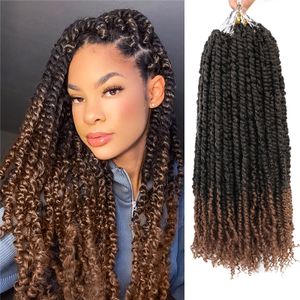 Long Bohemian Hair Extensions Passion Twist Crochet Hair Pre Looped 18 inches Water Wave Wholesale Ombre 2 Tone 1b/27 Passion Twist Hair