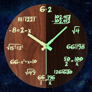 Настенные часы Современные светящиеся простые деревянные творческие часы Научная и инженерная формула