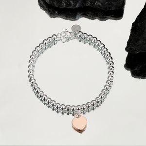 Perline da 4 mm braccialetti con ciondoli a forma di cuore per donne ragazze adorabili carini S925 argento con perline gioielli con diamanti di design braccialetti di lusso