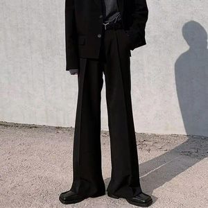 Erkekler Takas Sırtı Sıradan Pantolonlar Bahar Sonbahar Siyah Düz Gevşek Geniş Bacaklı Zemin Uzunluğu Düz Renk Uzun Takım Pantolon