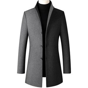 Мужские шерстяные мужские тренчи, длинные куртки, двубортные пальто, повседневные деловые пальто для отдыха, мужские пальто 3XL 231102
