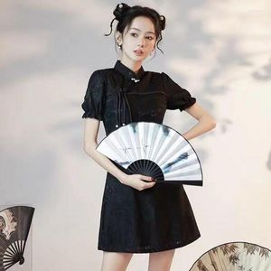 Etnik Giyim Zarif Kadınlar Mini Qipao Vintage Mandarin Yakası Cheongsam Vestidos Modern Qi Pao Geleneksel Çin Balo Elbisesi Retro Elbise