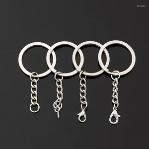 Anahtarlıklar 100 PCS/Lot Gümüş Kaplama Metal Boş Anahtarlama Anahtarlık Takılar Bölünmüş Halka Keyfob Anahtar Tutucu Bağlantı Halkaları DIY Zincir Aksesuarları