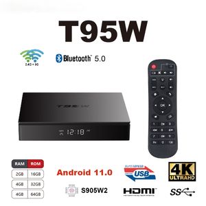 T95W Android 11.0 Akıllı TV Kutusu S905W2 ARM CORTEX A53 2/4GB 16/32/64GB 8K 3D Google Media Player Set Üst Sticker için 2.4G/5G