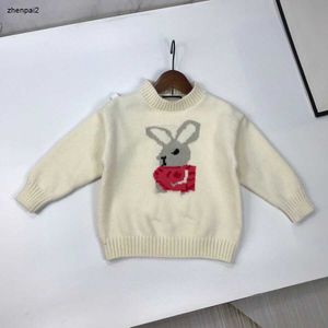 Роскошный осенний детский свитер с красным сердцем и кроликом, жаккардовый трикотаж для мальчиков и девочек, размер 110-160, детский вязаный пуловер с длинными рукавами Nov05