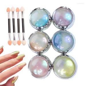 Nail Glitter 6 Colors Chrome Powder Long Lasting Aurora Shine Holographic Art Christmas Birthday Gift For Women