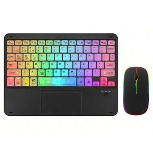 172 Set tastiera e mouse wireless combinati RGB retroilluminato Bluetooth 5.1 con touchpad - nero