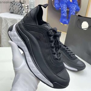 Chaneel Sneaker Shoes Кроссовки Спортивные Панда на воздушной подушке Натуральная кожа Шнуровка Повседневная толстая подошва Повышенная маленькая белая женская 1 O5DS