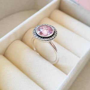 925 prata esterlina brilhante legado anel com rosa cz pedras anel caber pandora charme jóias noivado amantes do casamento anel de moda para mulher