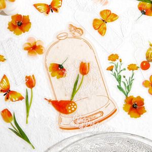 Hediye sargısı 40 paket toptan şeffaf çıkartma şişesi bitki çiçekleri kelebek sanat yumuşak renkli diy dekoratif malzemeler su geçirmez