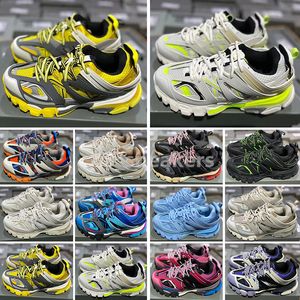 Tasarımcı Sneakers Erkek Ayakkabı Kadın Spor Ayakkabı Track 3 3.0 Deri Eğitimler Platform Sneaker Düz Kauçuk Ayakkabı Dantel Yukarı Led Eğitmen Kutusu ile Lüks Açık Mekan S12