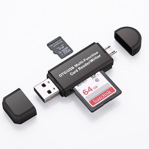 2 in 1 Memory Readers OTG/USB Multi-function Card Reader/writer for PC Smart Mobilephones with Bag or Box Pacakge