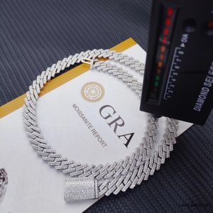 Kubanische Halskette mit Diamanttest, 8–14 mm breit, GRA, Moissanit-Diamant, 18 Karat Gold, Sterlingsilber, kubanische Gliederkette für Herren, Hip-Hop-Halskette