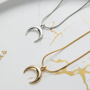 Ожерелья с подвесками, минималистское серебряное ожерелье-цепочка с позолоченной луной для женщин, ювелирные изделия