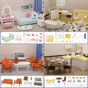 Bebek Ev Aksesuarları Orman Hayvan Ailesi 112 Dollhouse Mobilya Yatak Odası Mutfak Banyo Seti Minyatür Simülasyon Bebekleri Diy Oyuncaklar 231102