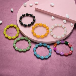 Strand 1pcs Klasik Renkli Halk-Düzenli Rhinestone Boncuklu Çakra Yoga Bilezik Kadın Doğal Taş Boncuklar Kadın Mücevherleri