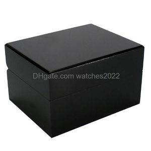 İzle Kutular Kılıflar Vintage Black Box Ahşap Boya Lüks Hediye Veet Yastığı Menwatch Damla Teslimat Saatleri Aksesuarlar Dho9s