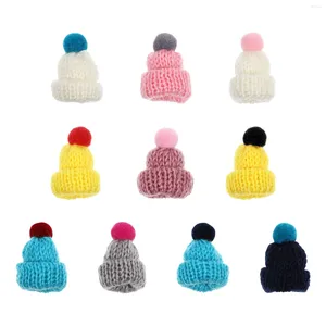 Top Caps 10pcs Örgü Şapka Dekorasyonları Mini Süsler Yün Şapkalar DIY Malzemeleri (Karışık Renk)