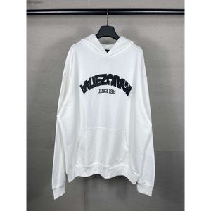 Unisex B Kağıt Balenciiaga Uzun Paris Hoodies Aile Yapışkan Bant Hoodie Mektup Baskı Kazak Gevşek Gündelik Yüksek Kollu Kapüşonlu Versiyon W8OM