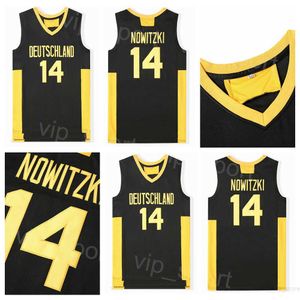 Filmler Basketbol Deutschland Forma 14 Dirk Nowitzki Gömlek Koleji Üniversitesi Lisesi Spor Hayranları için Nefes Bulabilir Saf Pamuk Takımı Siyah Üniforma Satış NCAA