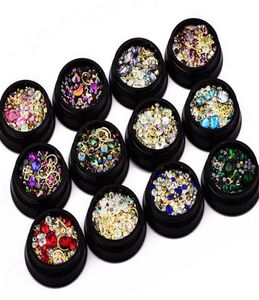 Дизайн ногтей Красочные микробусины и круг из драгоценных камней 3D DIY наклейки для дизайна ногтей Нефиксированные блестящие блестки Маникюр украшения5849026