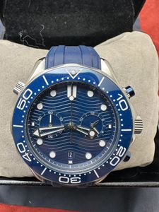 Мужская мода Superocean Спортивные часы Кварцевый механизм хронограф Спортивные часы Ocean Blue Циферблат Корпус из нержавеющей стали 316L Синий керамический безель Сапфир Бесплатная доставка