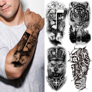 Tatuagens temporárias Deus cruzar tatuagens temporárias para homens Mulheres Bússola realista leão Fake Tatoos Antebraço Jesus Cristo Tattoo Adesivo Z0403