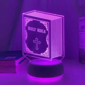 Ночные огни USB или AA 3D ​​Night Light Иисус иллюзия лампа 7 Изменение цвета светодиодные христианские декоративные настольные лампы Христианская молитвенная религия лампа P230331