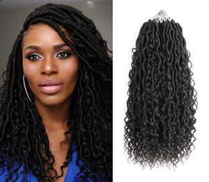 18 Inch Synthetic Boho River Locs Faux Locs Crochet Hair for Boho Styles with Curly Leave Out