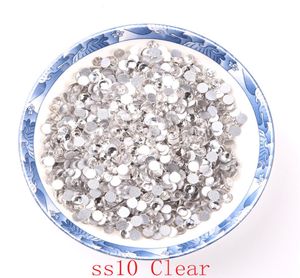 Modern Clear 1440 Parça SS10 Düzeltmeyen Rhinestones Cam Taşları Kristal Düz Rhinestones Çiviler İçin Demir Güvenli Ambalaj1572422