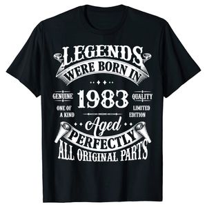 Erkek Tshirts 40. Vintage Efsaneler 1983'te doğdu 40 yıllık tişörtler grafik pamuklu sokak kıyafeti kısa kollu doğum günü hediyeleri yaz tshirt 230403