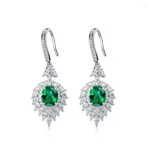 Dangle Küpeler Elsieunee Luxury 925 Gümüş 3.88Ct Emerald Yüksek Karbon Elmaslar Damla İnce Takı Toptan