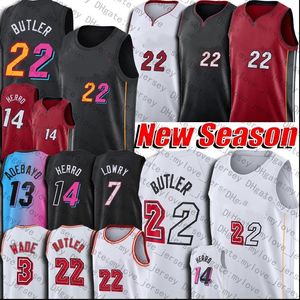 Jimmy 22 Butler Jersey Basketbol Kyle 7 Lowry 14 Tyler Bam Herro Adebayo Formaları Dwyane Robinson Wade üniforma 2022 City Mashup Gömlekleri