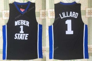 Дешевые майки колледжа Лилларда Weber State 0 Damian Lillard Jerseys Men Black Sport Basketball форма