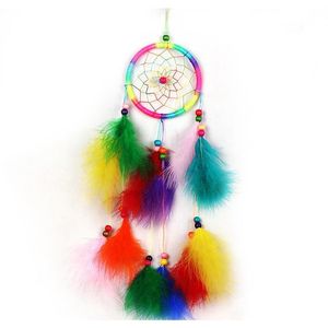 Sanat ve El Sanatları 1pcs Dreamcatcher Hindistan Tarzı El Yapımı Rüya Catcher Net Tüyler Rüzgar Çanları Asma Arabirt Hediyesi JLLSYD SOIF277B