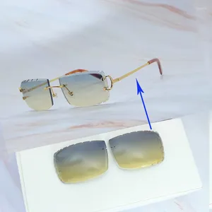 Güneş gözlüğü 2 delikli küçük elmas kesilmiş lensler sadece metal çerçeve tel c lens