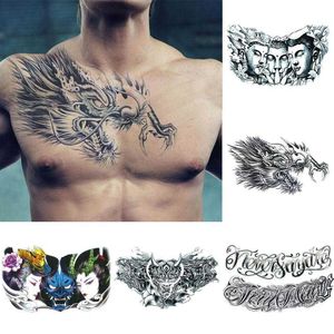 Tatuagens temporárias Tatuagens temporárias para homens Tatuagens de ombro de ombro Grande corpo de peito Tattoo Sexy Tattoo Tatoo à prova d'água meninos falsos Make Up Pattern Z0403