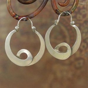 Dangle Küpeler Kabile U Şeketli Kıvırcık Hoop Vintage Mücevher Gümüş Renk Spiral Tasarım Beyanları Kadınlar İçin