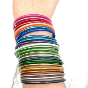 Bileklik 10 adet Metalik Feel Pvc Bangles Renk Mücevher manşetleri kadınlar için