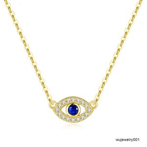 Оптовая продажа, модное ожерелье из стерлингового серебра 925 пробы с позолотой 18 карат, подвески от сглаза, ожерелье с цирконом, изысканное ожерелье с кулоном в виде голубых глаз, женское