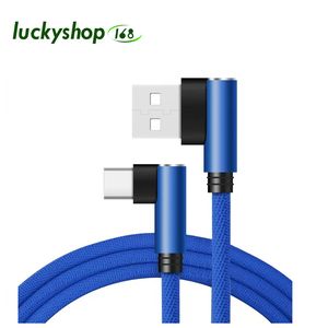 Cavi di tipo C Cavo micro USB a 90 gradi Cavi di ricarica rapida da 1 m 2 A Linea dati di tipo C intrecciata per S20 S21 S9 S10 NOTE 20 Smartphone Telefoni Android