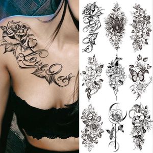 Temporary Tattoos Waterproof Temporary Tattoo Sticker I Love You Flash Tattoos Lip Print Butterfly Flowers Body Art Arm Fake Sleeve Tatoo Women Z0403