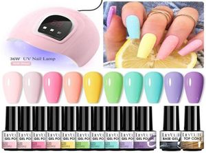 Kit per nail art LILYCUTE Set di smalti gel da 10 pezzi con lampada UV da 54 W Kit per manicure semipermanente Soak Off Base Top Coat2735952