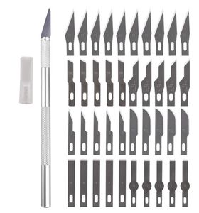 2021 HW366 Нескользящий металлический нож-скальпель Набор инструментов Резак для гравировки Ремесленные ножи 40 шт. Лезвия PCB для мобильного телефона DIY Ремонт Ручной To3081032