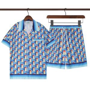 Рубашка Casablanc Дизайнерские рубашки Мужские рубашки Модные шелковые рубашки для боулинга с буквами Повседневные рубашки Мужские рубашки Slim Fit с коротким рукавом Размер США M-3XL